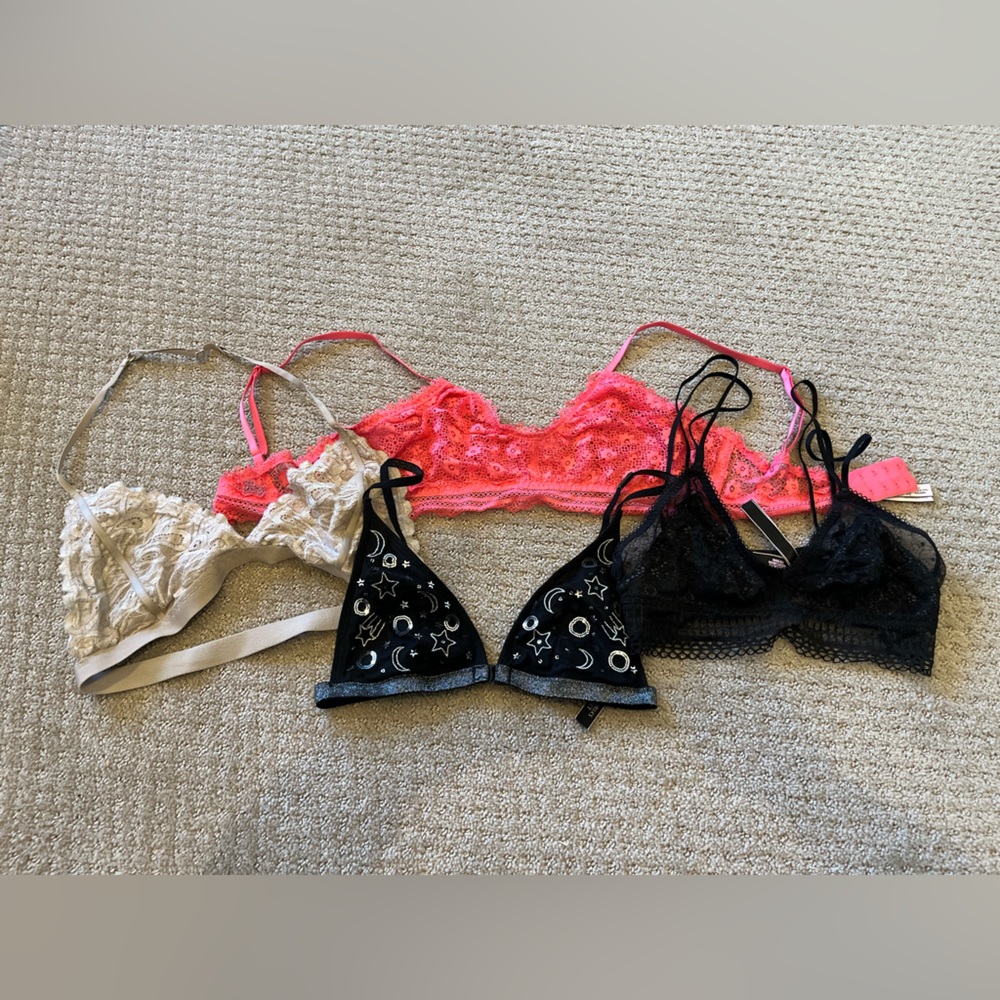 Victoria Secret Bralette Bundle- Cream, Pink, Black